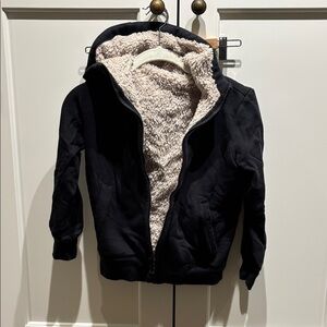 Uniqlo Black Zip Sweat Jacket w Cream Fleece